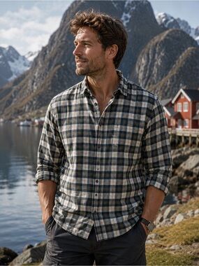 Fjallraven sz men’s XL Stig Flannel shirt slim fit button down plaid great cond